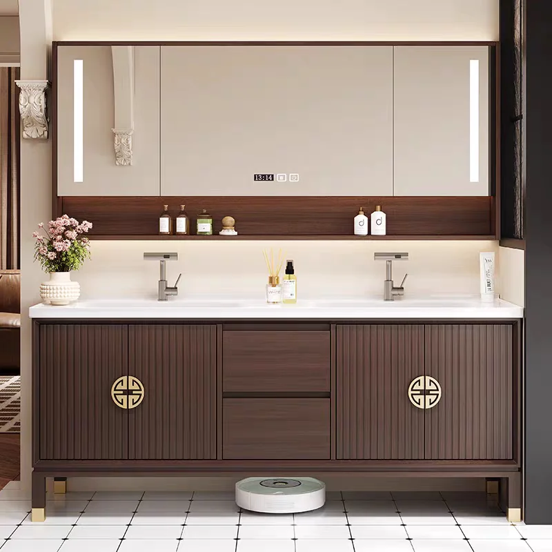 

bathroom cabinet, solid wood washbasin, bathroom hand washbasin, ceramic integrated basin