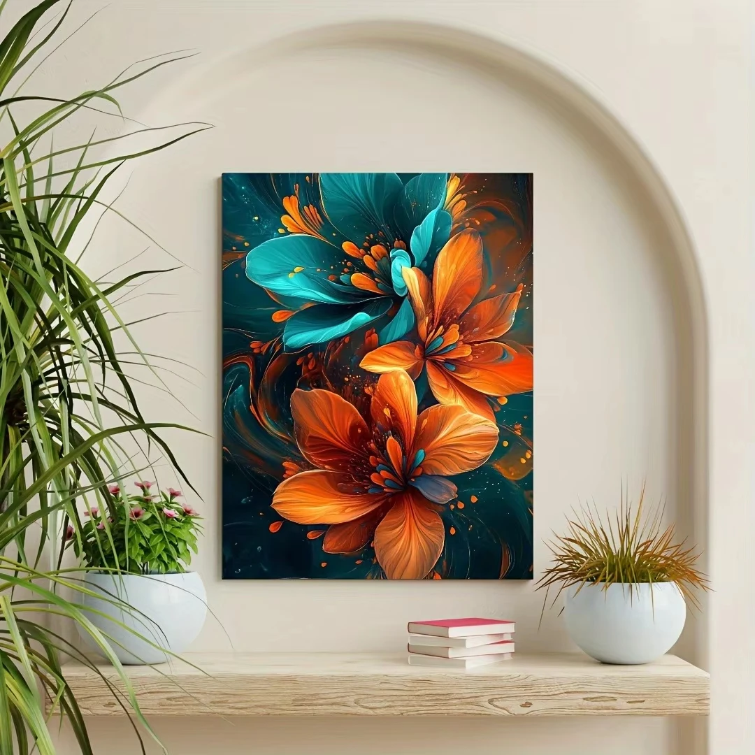 

Orange and Blue Floral 500/1000/1200/2000 PCS Jigsaw Puzzles Family Activity Relaxing Games for Living Room Home Decor Gift
