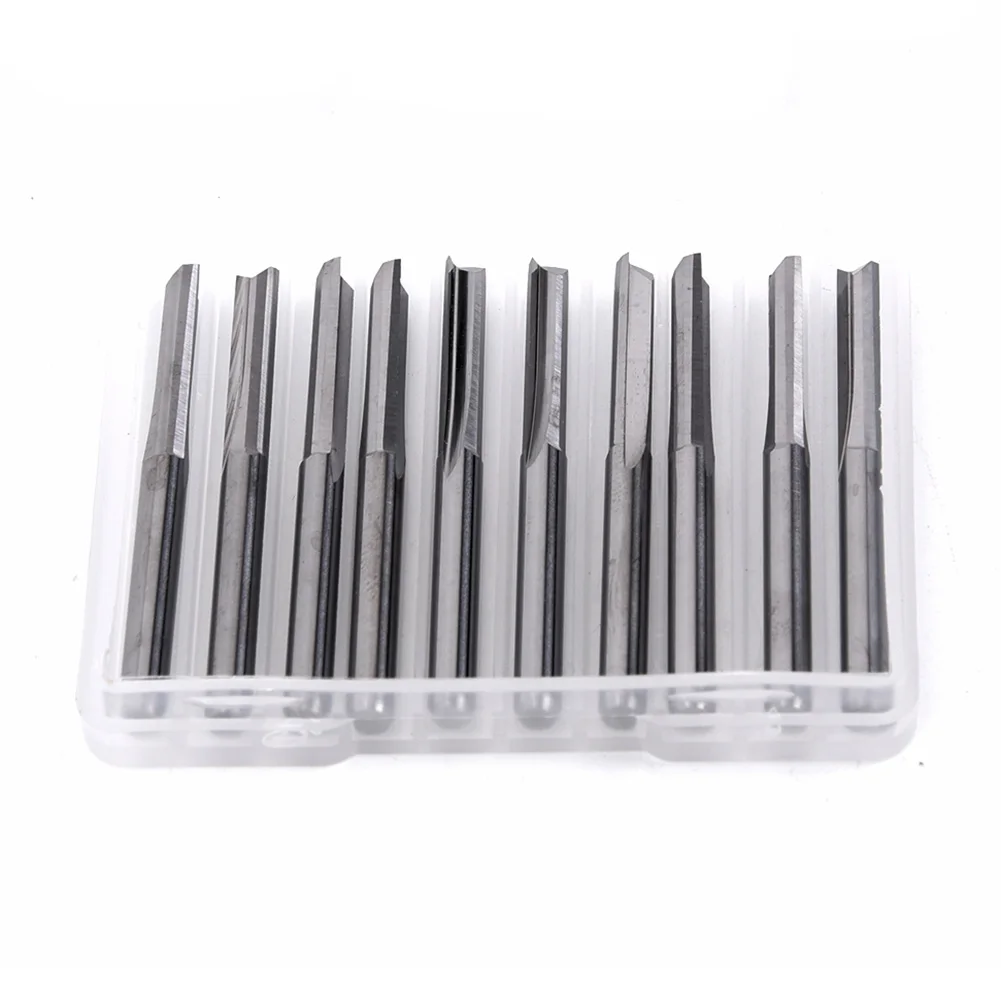 

10pcs 1/8 Inch Shank 2 Flutes Carbide End Mill Cutter for CNC Router Engraving Wood MDF Plywood Foam and Metalworking