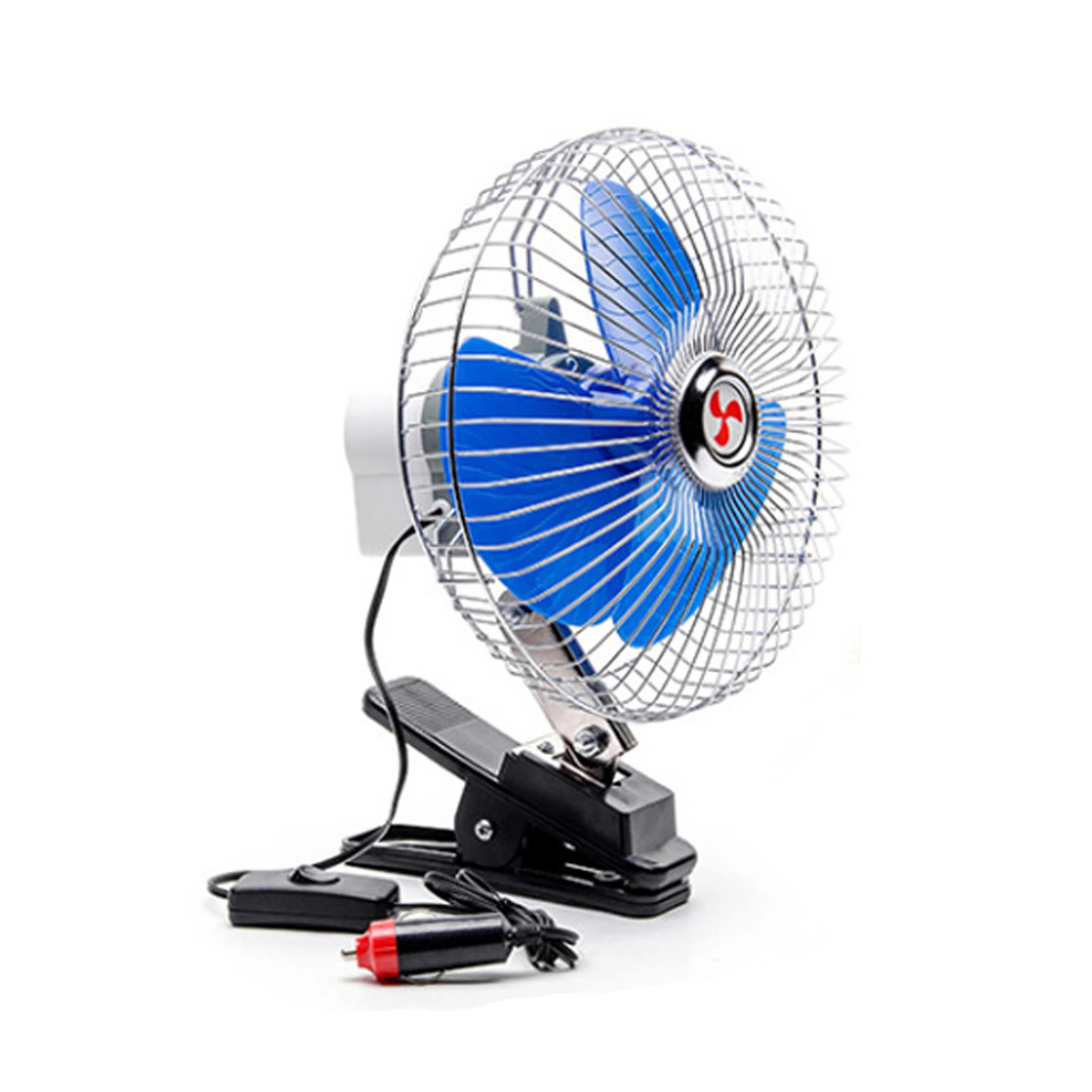 12V/24V Portable Car Fan Portable Vehicle Cooling Fan With Thickened Clip 180 Degree Rotation  Low Noise Vehicle Fan With