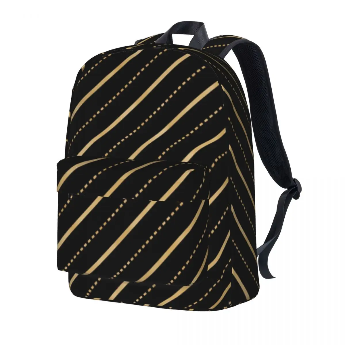 Gold Dot Backpack Glittering Stripes Student Unisex Polyester Travel Backpacks Lightweight Kawaii School Bags Rucksack