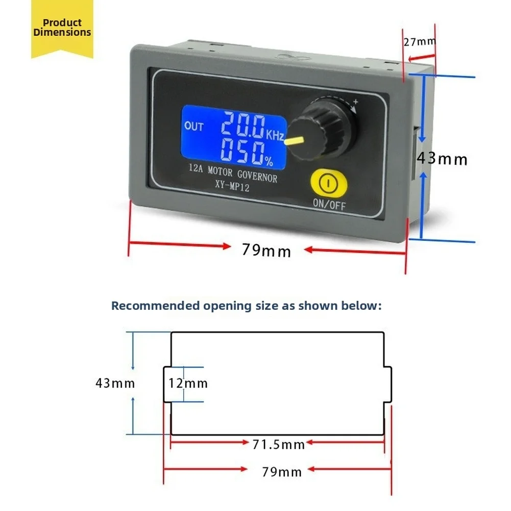 12A For PWM Motor Velocity Controller 360W Supporting Gradual Start Stop Timing And LCD Readout For Duty Cycle Monitoring