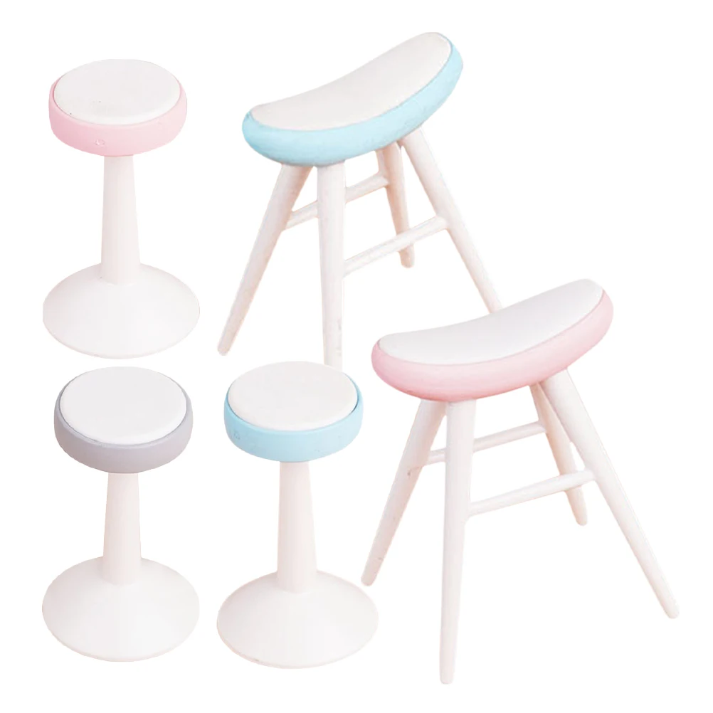 

5 Pcs Toys House Stool Ornaments Dollhouse Plastic Chair Models Miniature Scene Props Diy