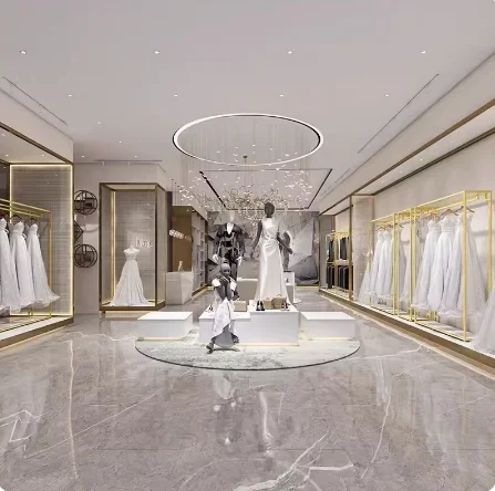 

Wedding Rack Studio High-end Floor Men's Clothing Shelf Double-layer Suit Hanger Gold Clothing Display
