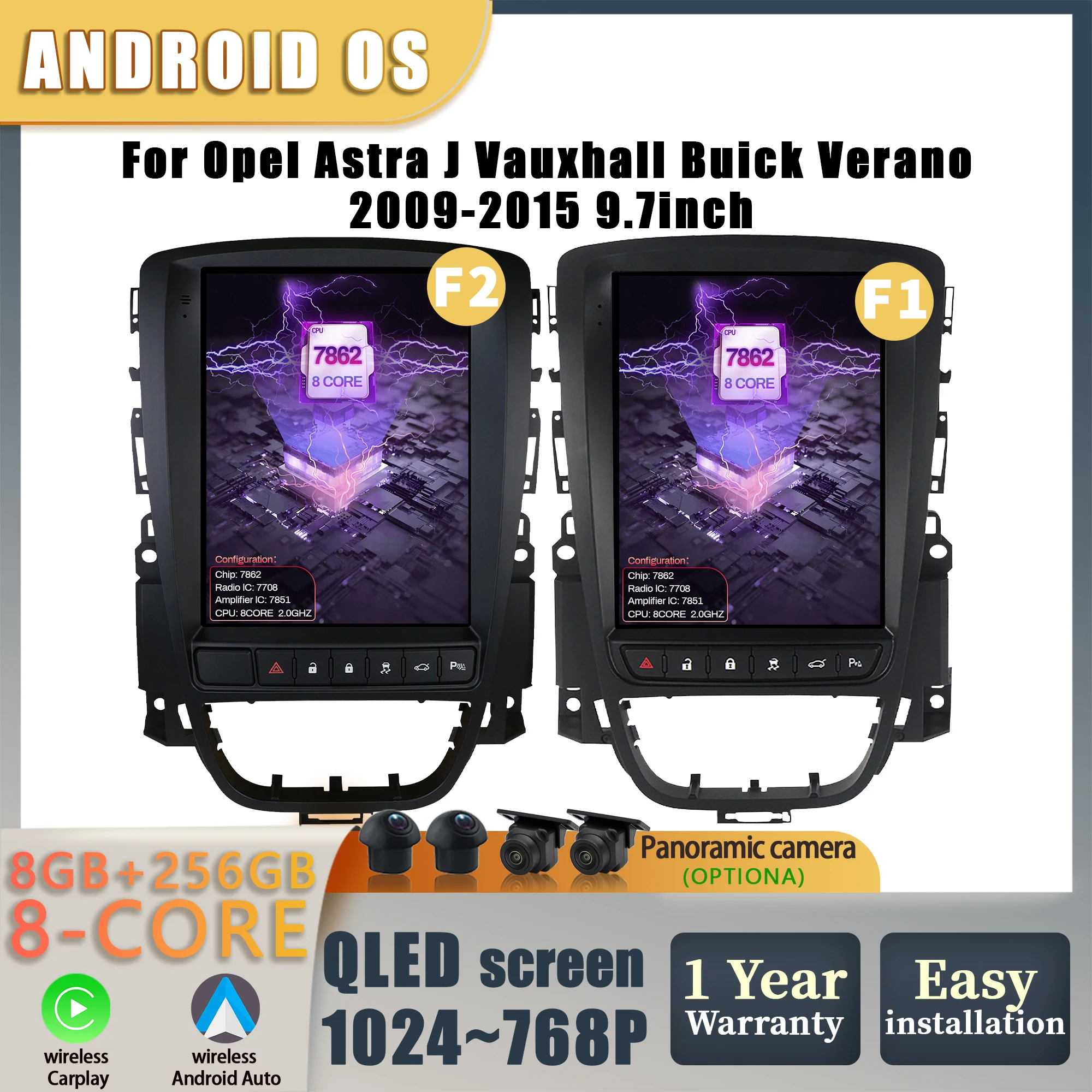 

9.7″For Opel Astra J Vauxhall Buick Verano 2009 2010 2011-2015 Android Radio Car Radio Carplay Multimedia Navigation QLED Screen