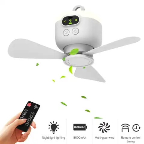 Portable Wireless Ceiling Fan Light Rechargeable Camping Fan Tent Fan Outdoor Fan for Outdoor Camping Dorm