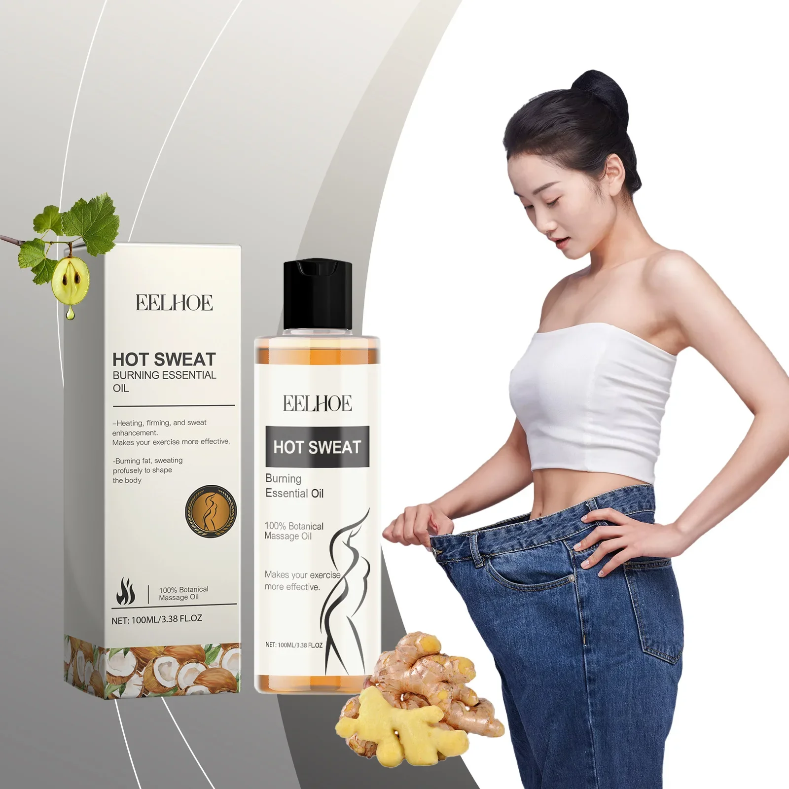 EELHOE Firming Massage Oil, Gently Moisturizing Body Skin Daily Sports Moisturizing Care Body Care Oil Promotes Metabolism 100ml