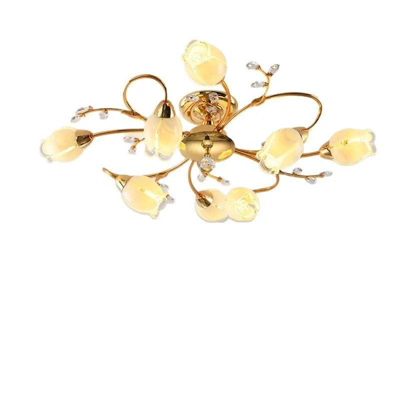 

American ceiling lamp, European creative French pastoral flower flower shape living room bedroom lamp dining room lamp