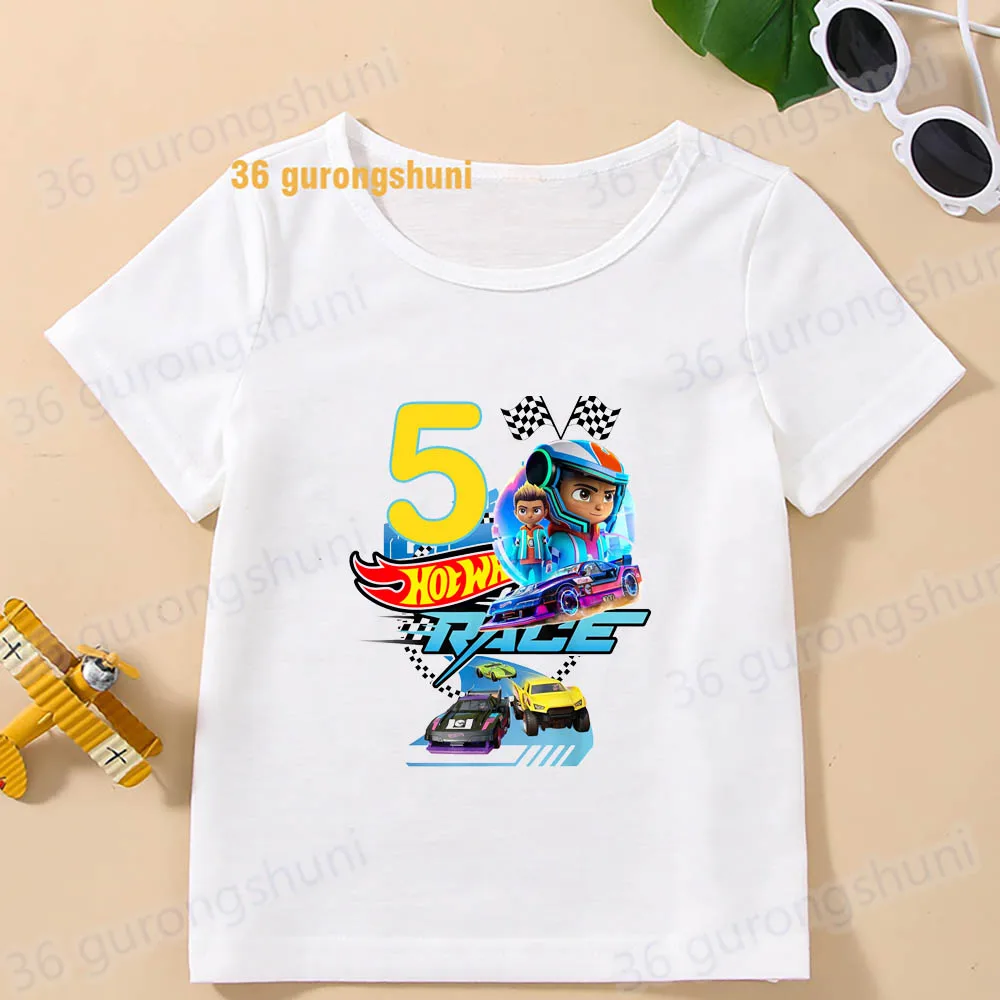Baby Short Sleeve Boys t Shirt For Girls Tshirt Girl t-shirt Kids Clothes car Hot Wheels Race 3 4 5 6 birthday Graphic t Shirts