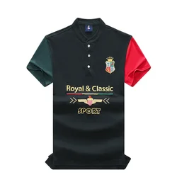 TS Original Men's Polo Shirt Royal Classic Casual Fashion Cotton Henry Collar Slit Splicing Color Embroidery US Size 7XL Clothes