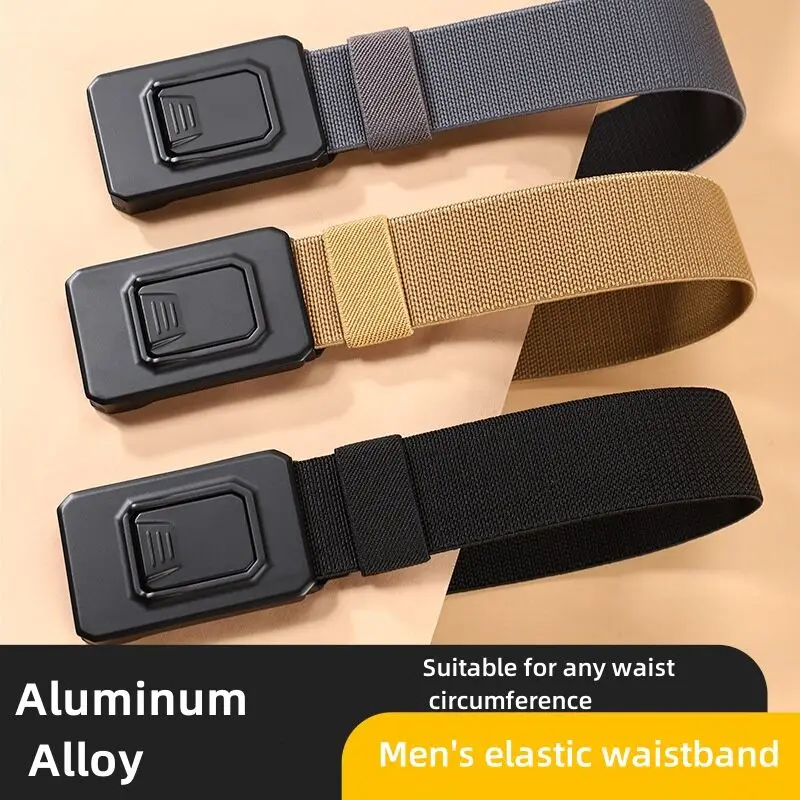 Aluminium Alloy Quick Release Pluggable Buckle Belt For Men Breathable Elastic Tactical Belts Outdoor Hiking Working Waistband
