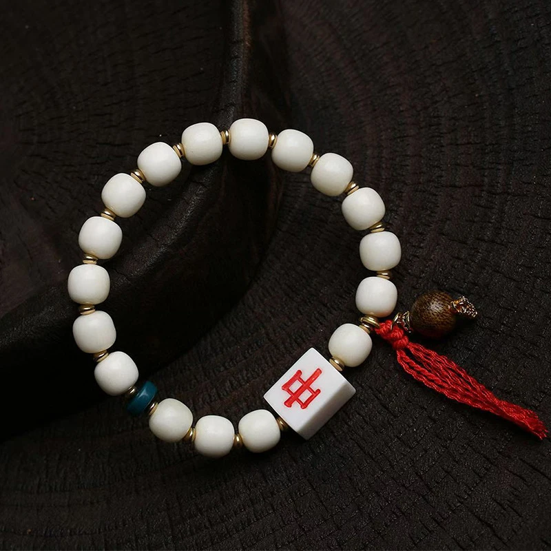 Antler , single-loop temporary Gahu box pendant, blue agate, Fugang Dzi bead accessory bracelet