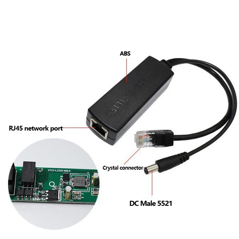 New POE Splitter 24V/48V to 12V/5V IEEE 802.3af Output Power Over Ethernet Splitter Adapter  Security System (Plug and Play)