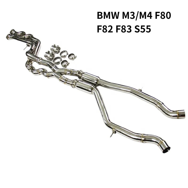 High quality equal length tube suitable for BMW M3 M4 F80 F82 F83 S55 3.0T 2014-2019 with resonator exhaust system