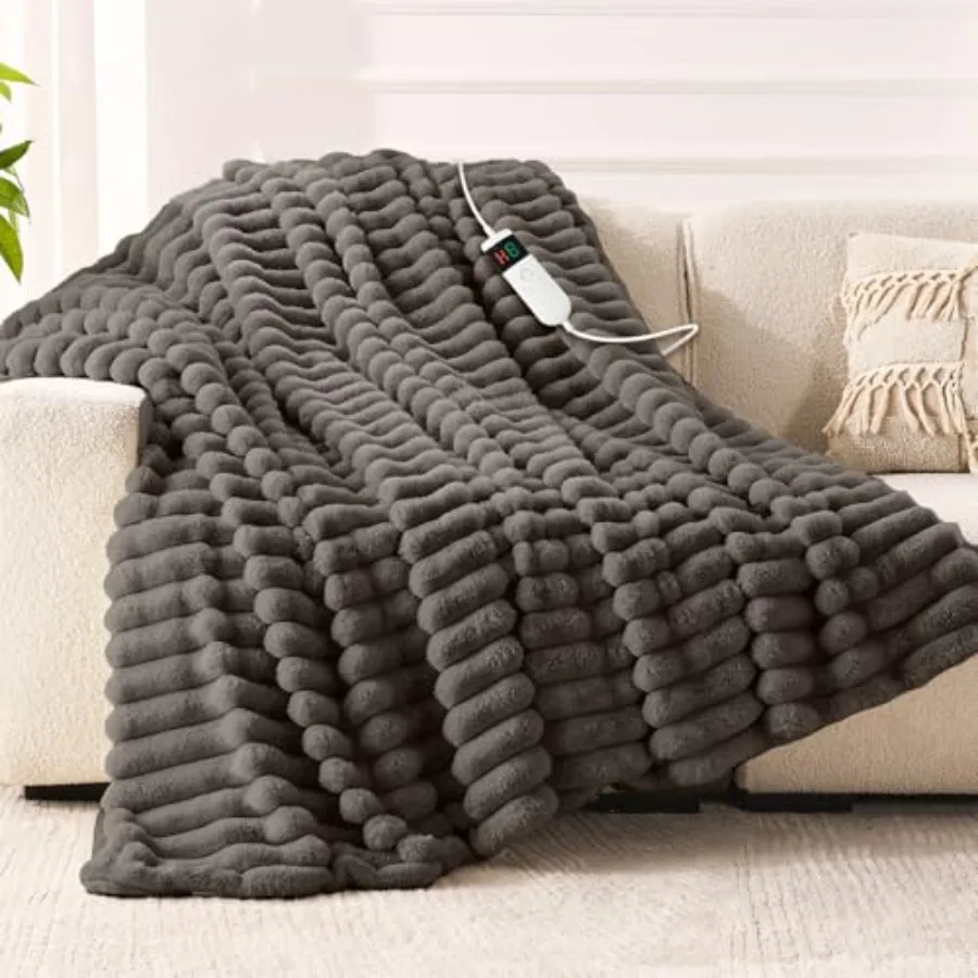 

Электрическое одеяло с подогревом 50x60 дюймов - Толстое полосатое фланелевое электрическое одеяло, 10 уровней нагрева, автоматическое отключение через 1-12 часов, быстрое нагревание