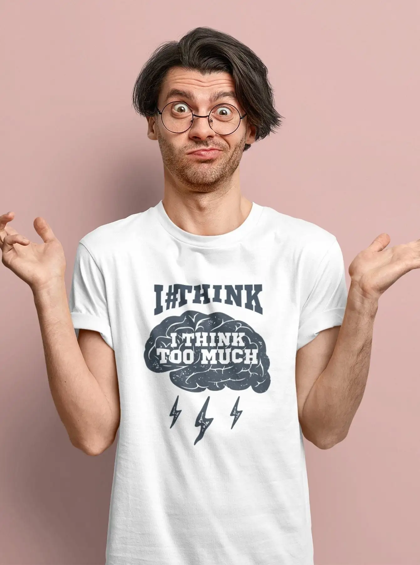 I Think Too Much T Shirt Mental Health Awareness Stress Stressed Depressed Anxiety Introvert Funny