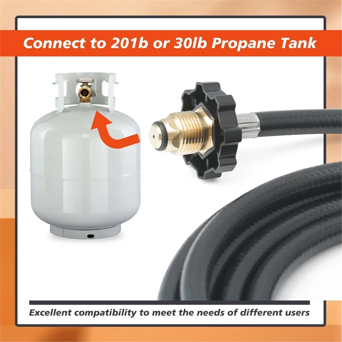 A67T NEW Propane Adapter Hose 1lb to 20lb Converter for Tabletop Grill Camping BBQ, 12FT with 1/4-Inch Inverted Male Flare