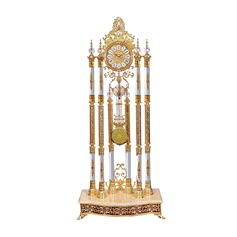 

Living room floor clock, European gold crystal, luxurious villa decoration ornaments