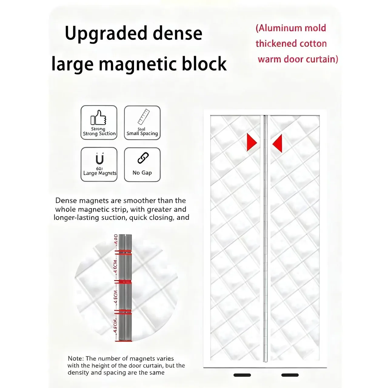 Magnetic Thick Cotton Door Curtain Windproof Dustproof Privacy Light Blocking Thermal Insulated Home Door Curtain