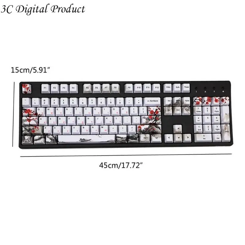 Russian Keycaps Plum Blossom OEM Profile Mechanical Keyboard Keycaps for 110-Key Q84A