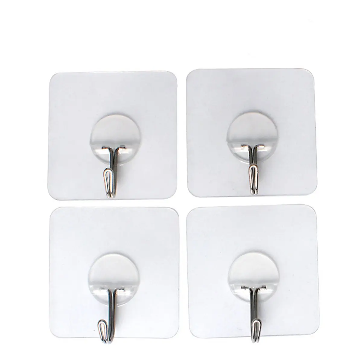 12Pcs Transparent Adhesive Hooks Strong Wall Hook Kitchen Bedroom Living Room Stick Hook Adhesive Hooks