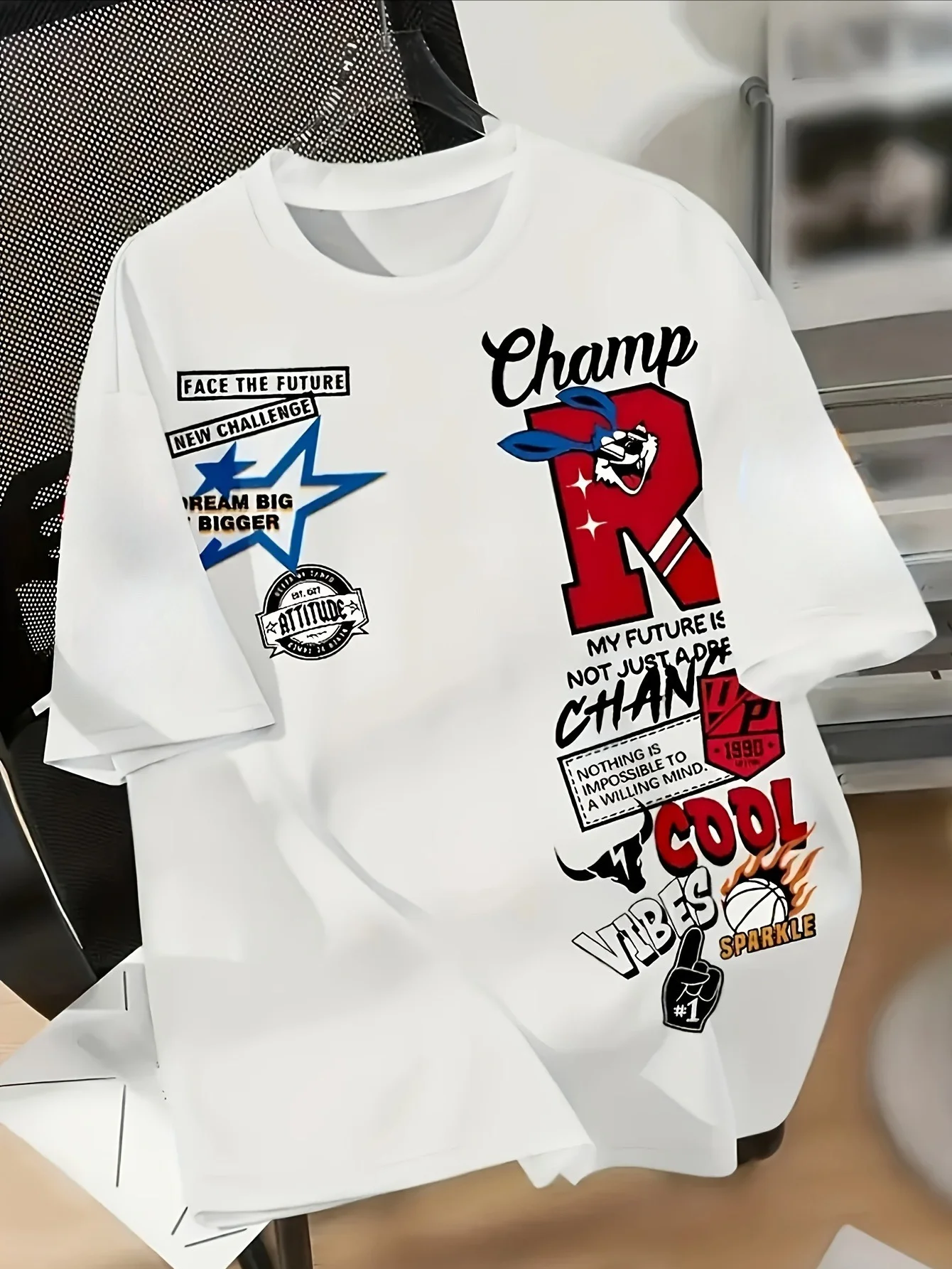 

PLUS SIZE Men's Casual Plus Size T-Shirt - 3D Printed Summer Casual Sportswear, White Crew Neck, Plus Size T-Shirt with