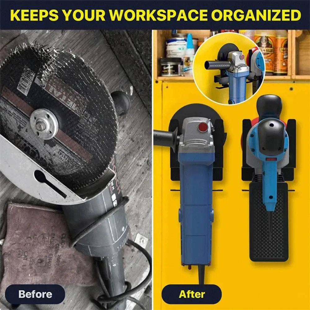 Heavy Duty Wall Mount Angle Grinder Holder Metal Black Cutting Machine Bracket Wear-resistant Durable Tool Storage Rack