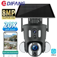 Outdoor 4G Solar Surveillance Camera 20x Optical Zoom PIR Detection Automatic Tracking PTZ 8MP Dual Screen Camera WiFi 4K CCTV