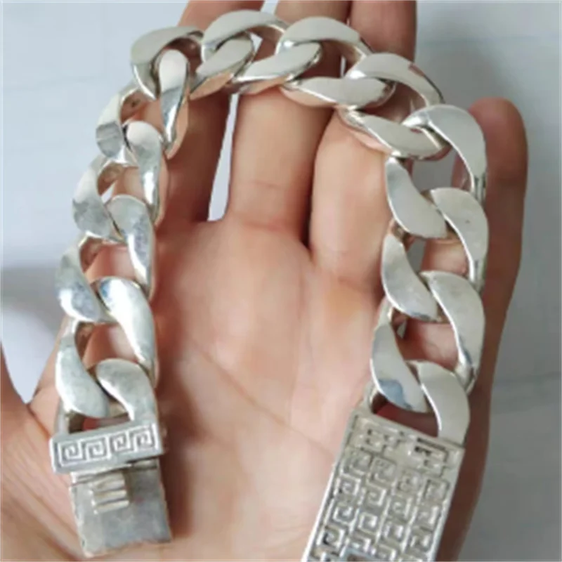 wholesale Tibetan Silver Fashion Longevity Pattern Bracelet Personalized Jewelry Exquisite Workmanship Jewelry Men Women Gift