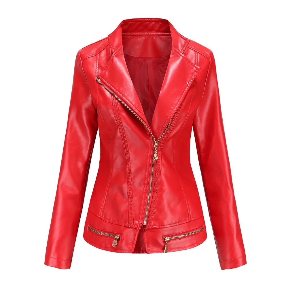 Chaqueta de cuero PU a la moda de primavera y otoño para mujer, chaqueta fina de primavera y otoño, chaqueta para mujer, ropa informal