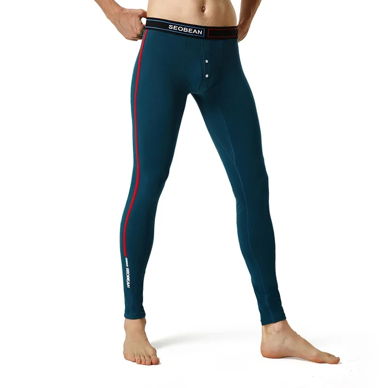 SEOBEAN-Sexy algodão Long Johns masculino, cuecas térmicas de baixo crescimento, leggings para outono e inverno, novo