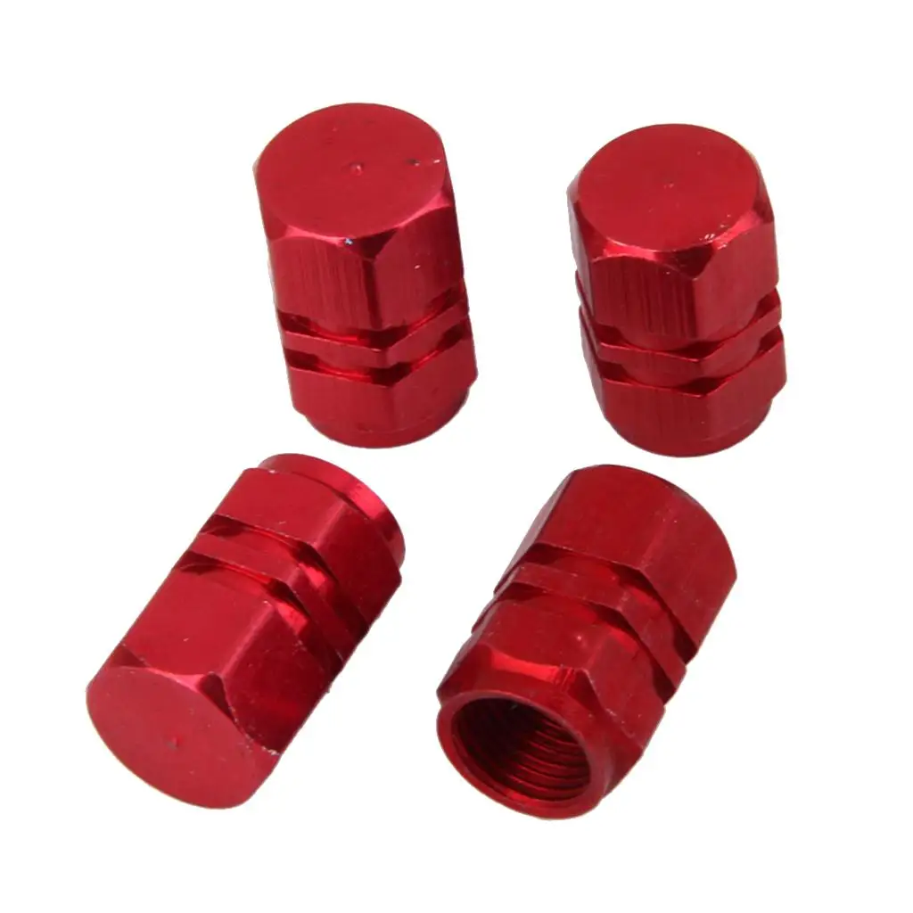 4 Pieces Aluminum Tire Wheel Rims Tire Valve Stem Caps Car Truck Vehicles Motorcycle Bike Chrome Red