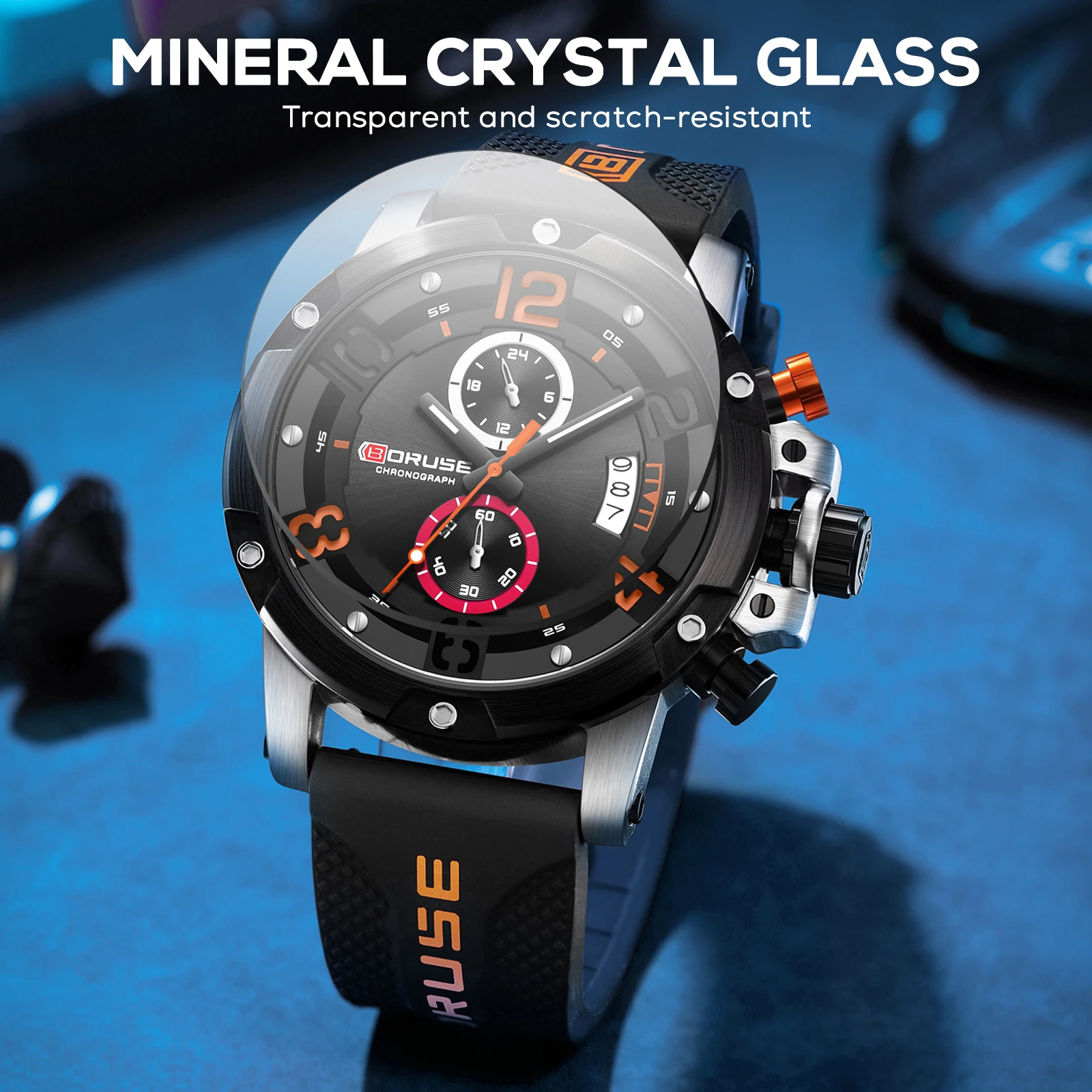 BORUSE Design Mens Quartz Wristwatches Brand Luxury Wristwatch Men Automatic Time Watches for Men Waterproof Luminous Clock