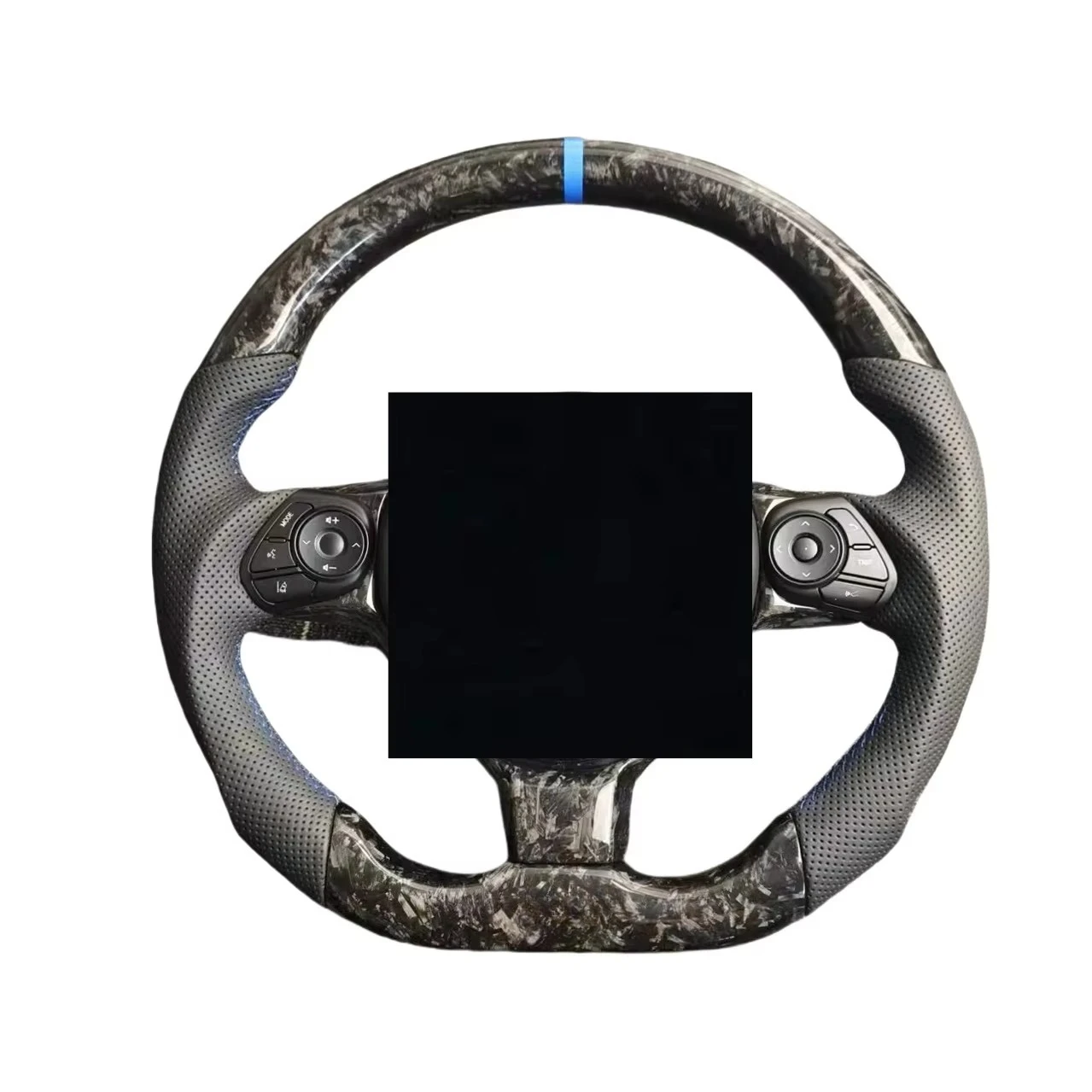 Custom Perforated Black Leather & Carbon Fiber Steering Wheel Designed for Toyota Camry & Land Cruiser 200 Sports Car GR86