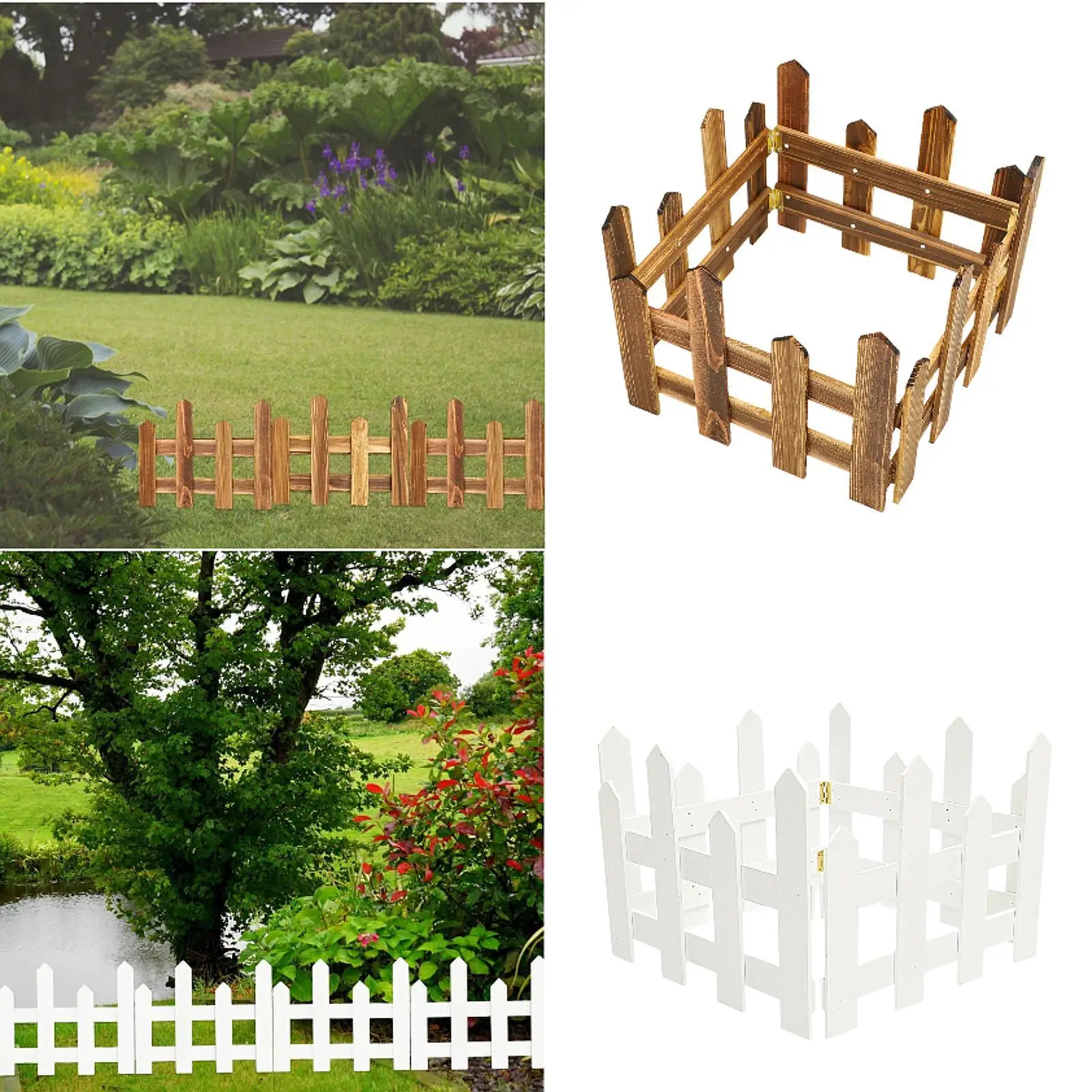 Portable Wooden Picket Fence Garden Border Yard Decoration Lightweight for Outdoor Christmas Trees