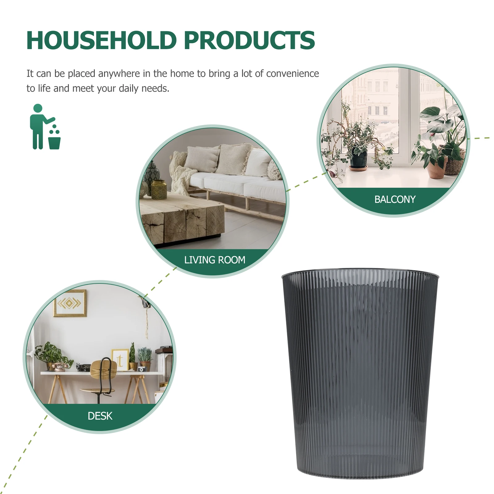 

Household Trash Can Waste Paper Basket Cans Simple Ash bin Round Storage Buckets Decorative Practical Transparent Modern Garbage