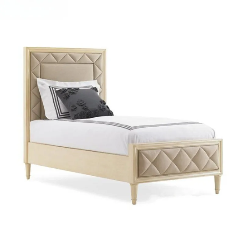 

Односпальная кровать в американском стиле, постмодернизированная Европейская односпальная кровать из массива дерева, неоклассическая односпальная кровать, детская кровать из мягкой ткани