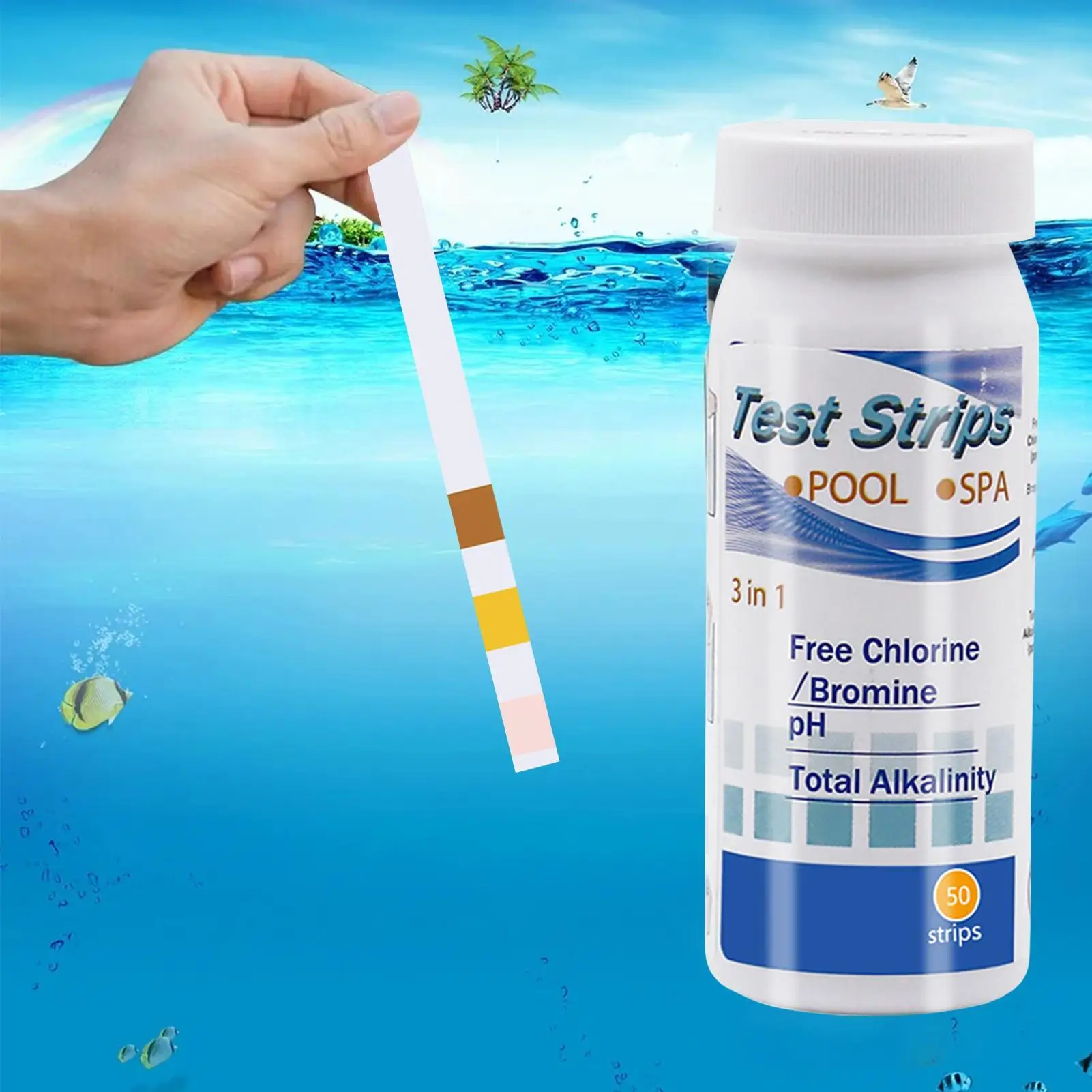 Swimming Pool Test Strips Kit, 3in1 Accurate Water Tester Fo