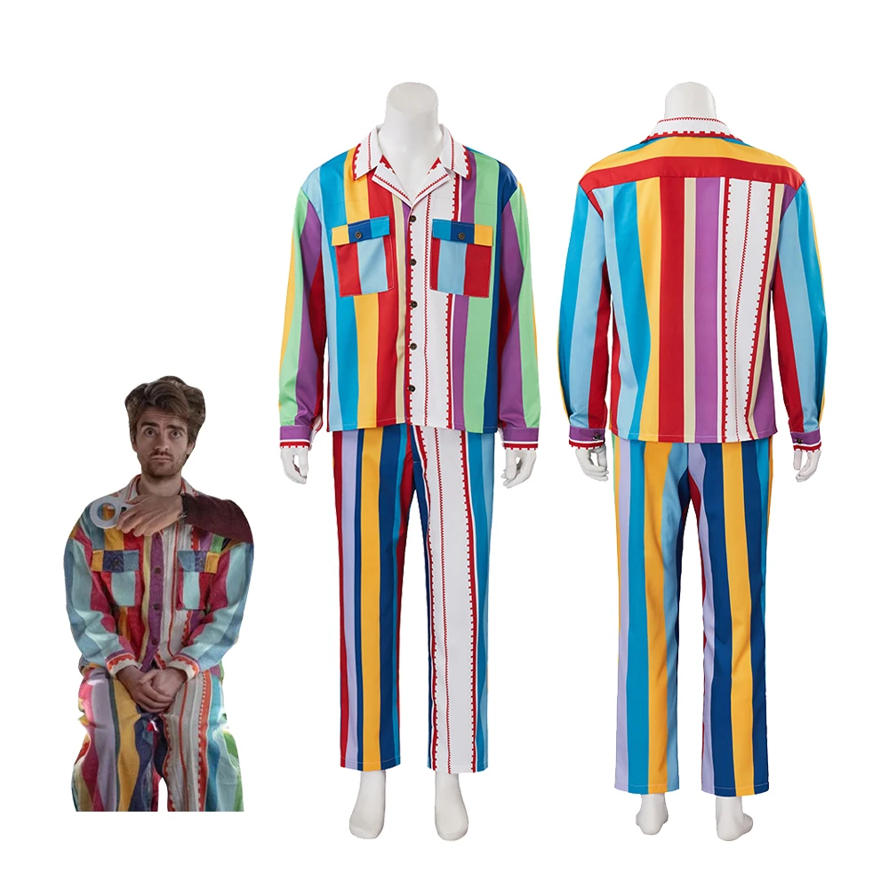 

Dreamcosplay Extraordinary Jizzlord Cosplay Costume Inspired Rainbow Stripes Printing Outfits Men's Halloween Pajamas Suit
