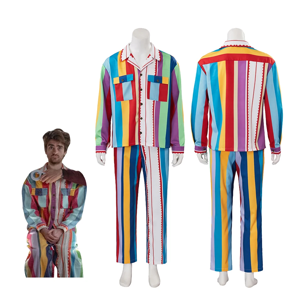 Dreamcosplay Extraordinary Jizzlord Cosplay Costume Inspired Rainbow Stripes Printing Outfits Men's Halloween Pajamas Suit