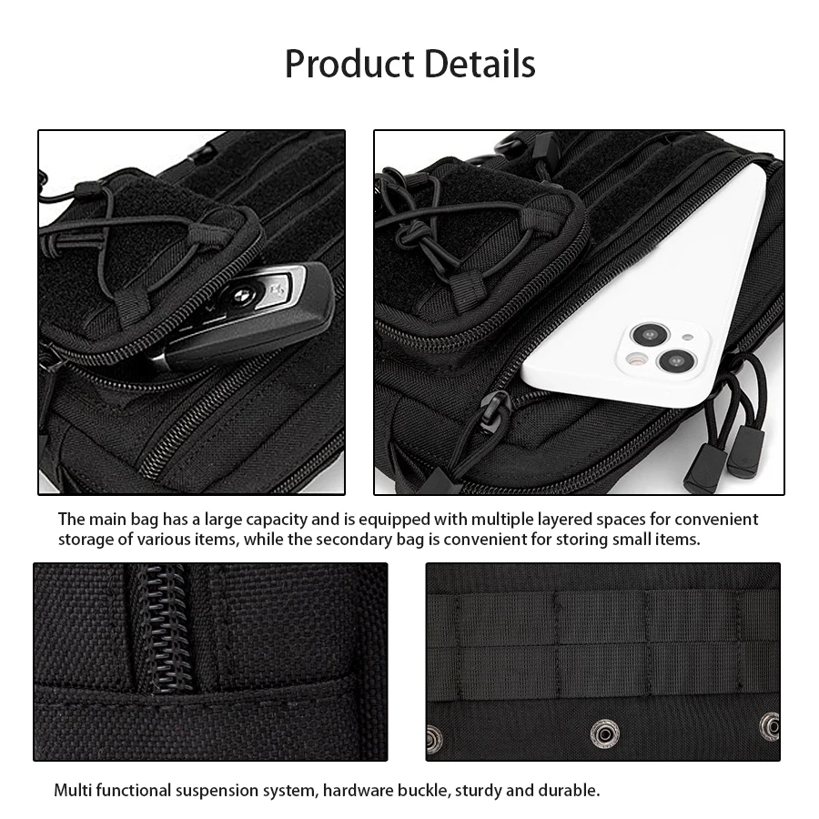 حقيبة معلقة بسحاب مزدوج للرياضات الخارجية، حقيبة تخزين معلقة على الخصر #6
