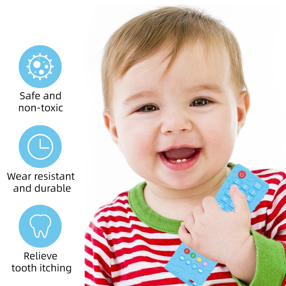 1PC TV Remote Control Shape Silicone Teething Chewing Sensory Baby Accessories Teether Toy