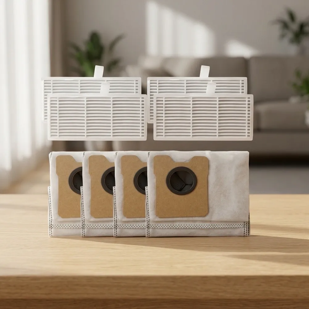 For Eufy C10 Vacuum Replacement Parts Kit: 4 HEPA Filters & 4 Dust Bags Included Dry And Wet Usage For Floor Cleaning