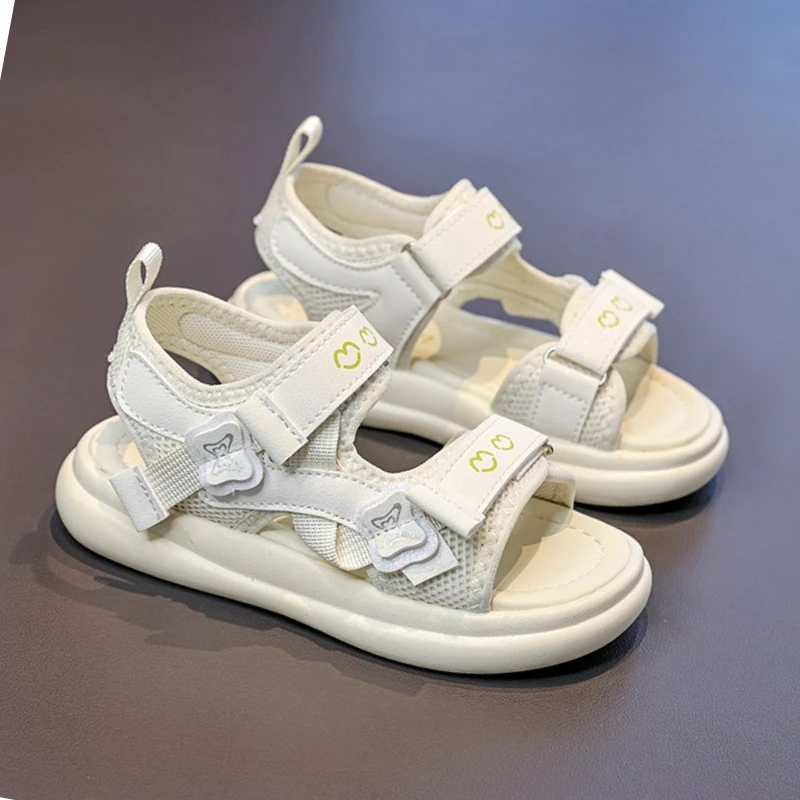 Toddler Girls Open-Toe Sandals, Breathable Mesh Adjustable Strap Non-Slip Summer Shoes for Kids, Lightweight Casual Beach Sandal