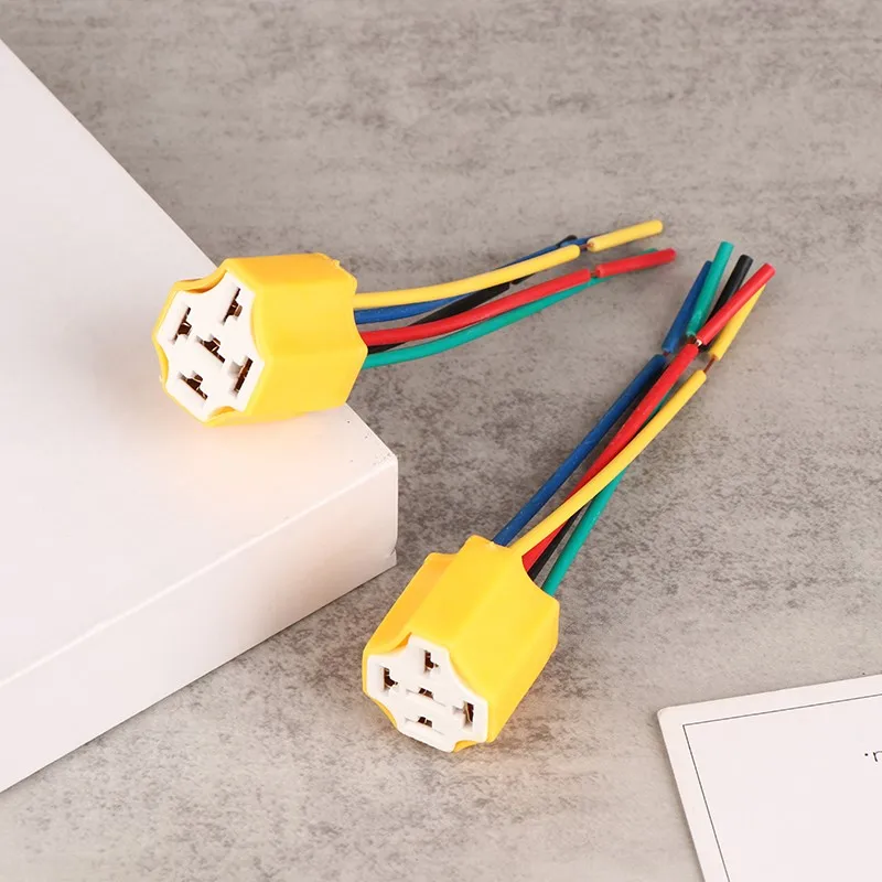 1Pc Ceramic Car Relay Holder 5 Pins Auto Relay Socket 5 Pin Relay Connector Plug Automobile Relay With Ceramic Socket