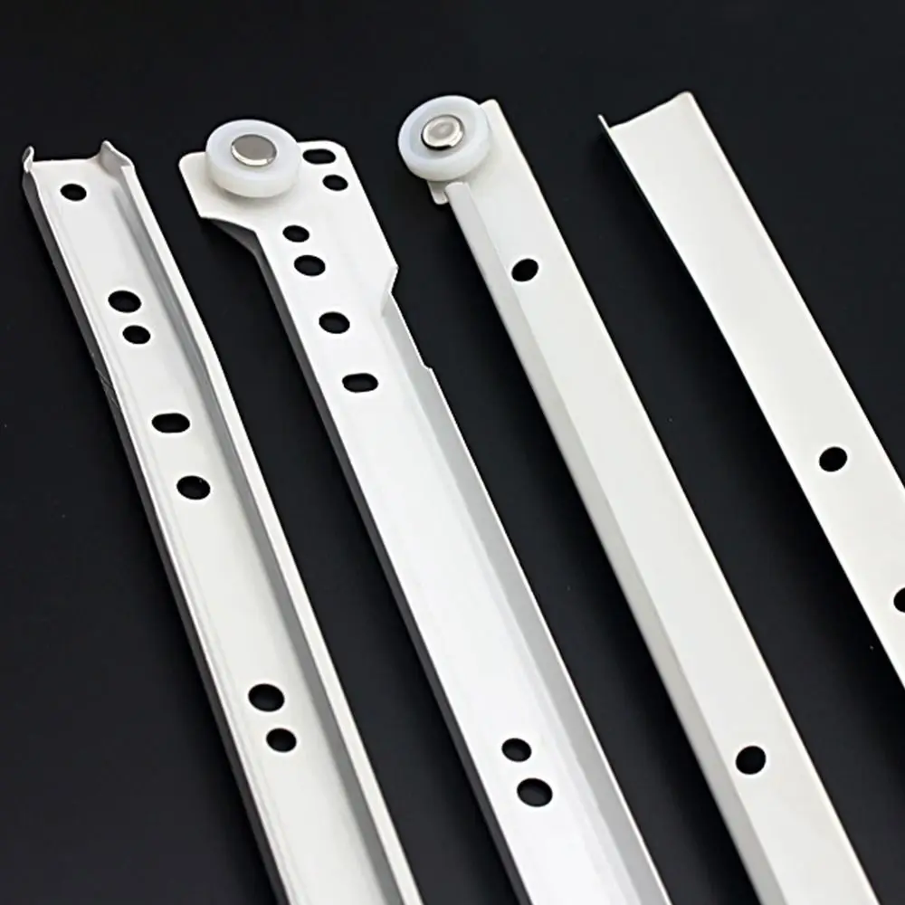 1Pair Mute Two Section Drawer Track Slides Cabinet Rails Thickening Computer Table Chute Clothing Cabinets Keyboard Roller