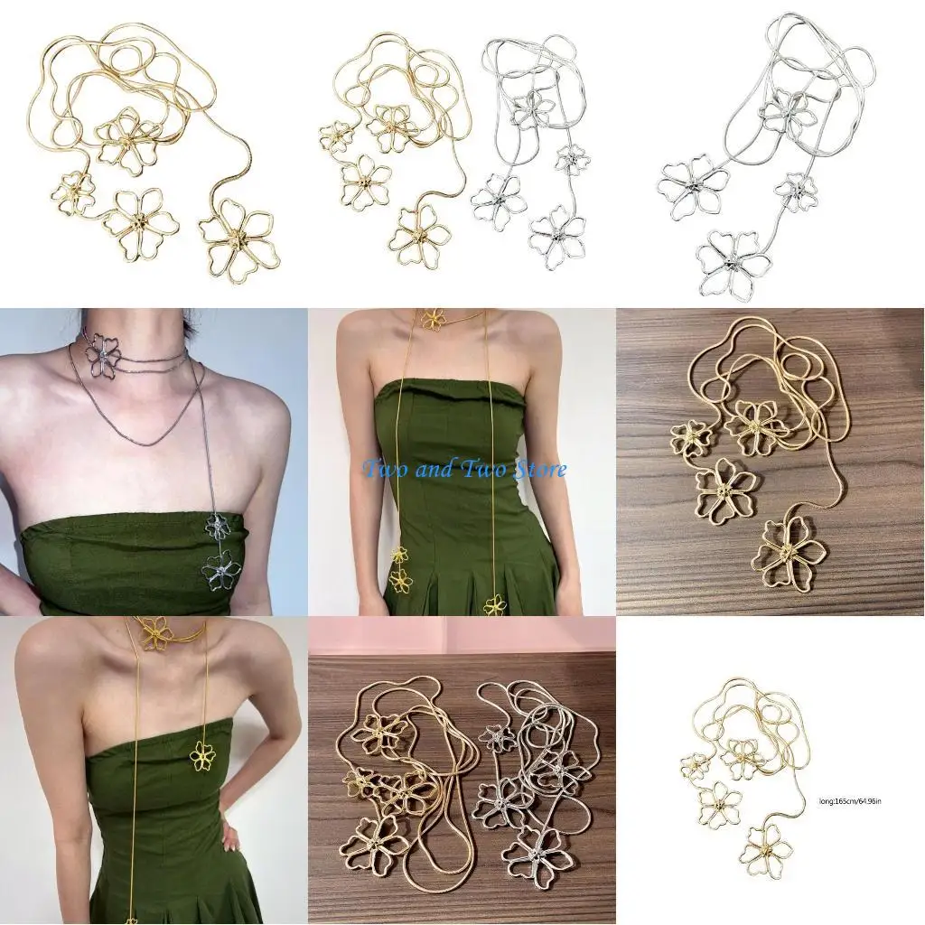 

Hx6f уникальные полые колье цветочные дамы длинное ожерелье легкие стильные подвесные женские модные аксессуары