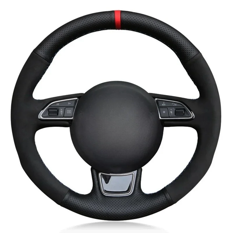 Car Steering Wheel Cover Black Genuine Leather For Audi A1 8X A3 8V Sportback A4 B8 Avant A5 8T A6 C7 A7 G8 A8 D4 Q3 8U Q5 8R