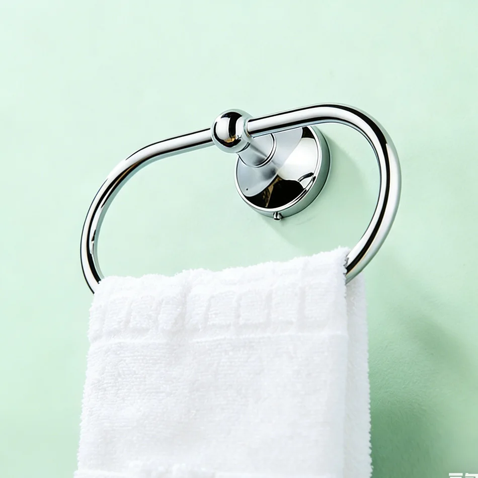 

Chrome Towel Ring Brass Antique Gold White Grey Black Wall Mounted Kitchen Lavatory Oval Bathroom Towel Holder Ring Rack Hanger