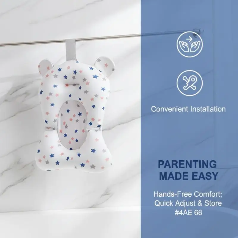 Baby Bath Seat Support Mat Infant Anti-Slip Soft Comfort Body Cushion Foldable Baby Bath Tub Pad Chair Newborn Bathtub Pillow